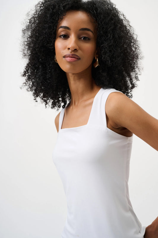 Blusa clásica con escote cuadrado blanco 143132CO