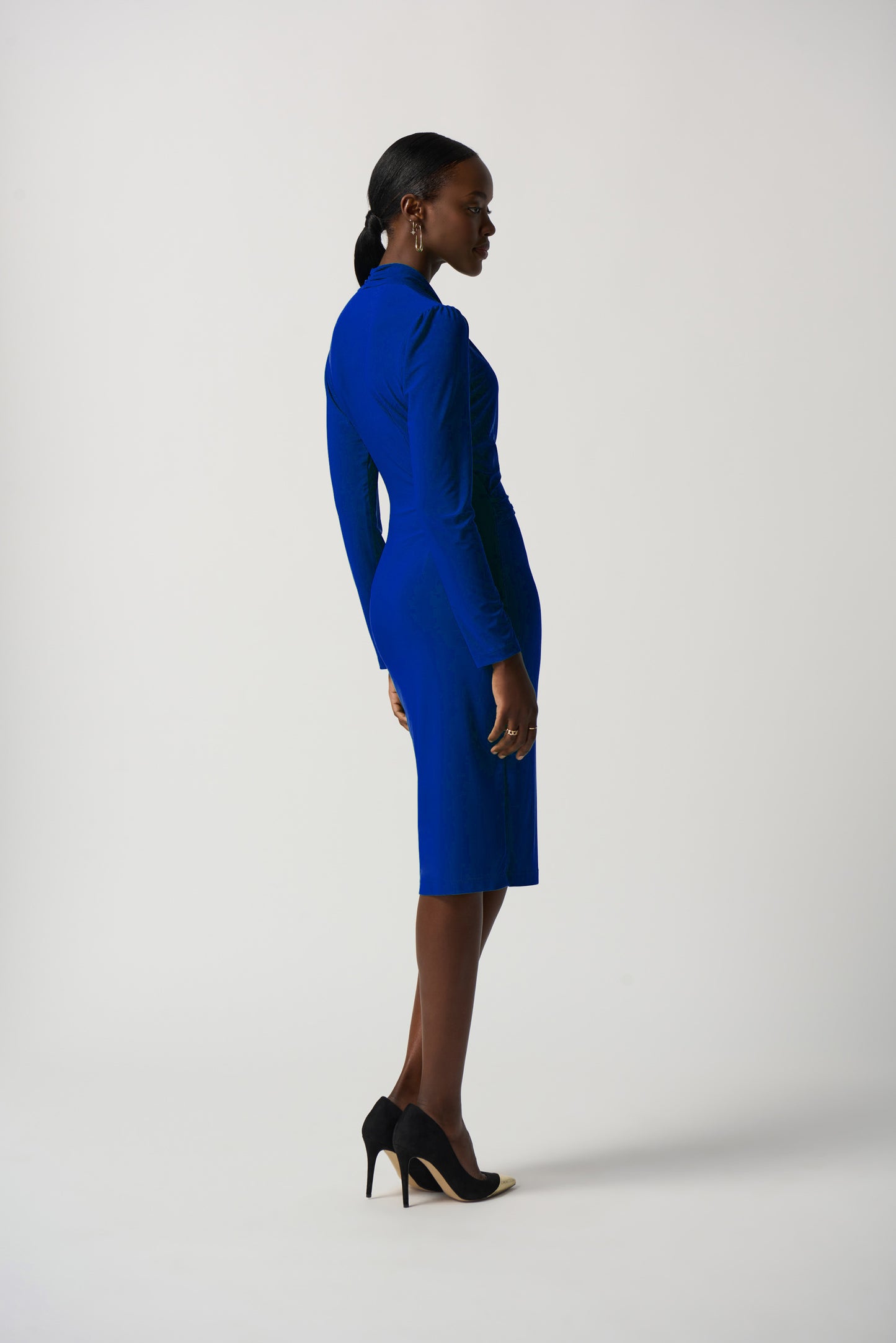 Vestido cruzado manga larga azul rey 233119