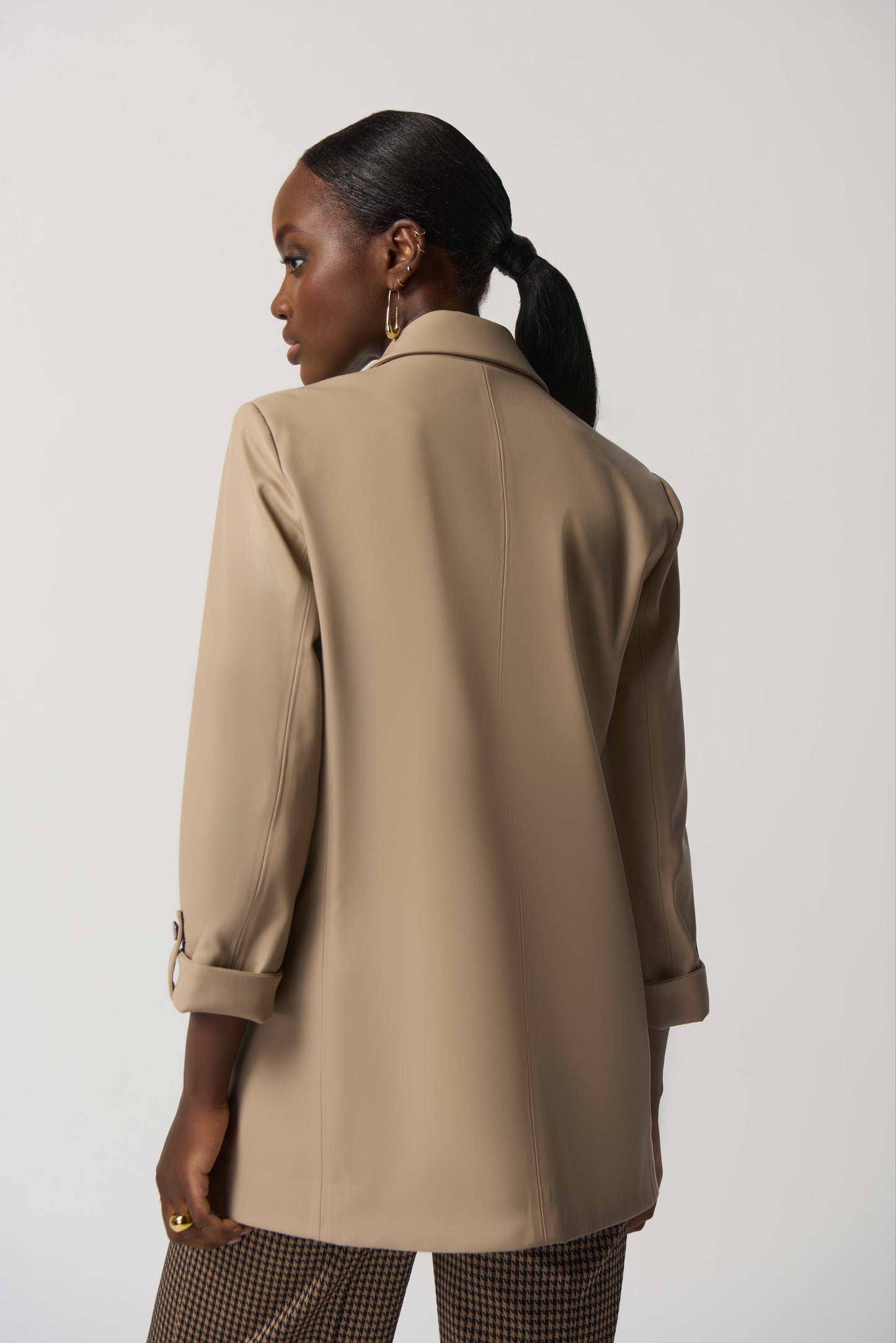 Blazer oversize de piel sintética latte 233963