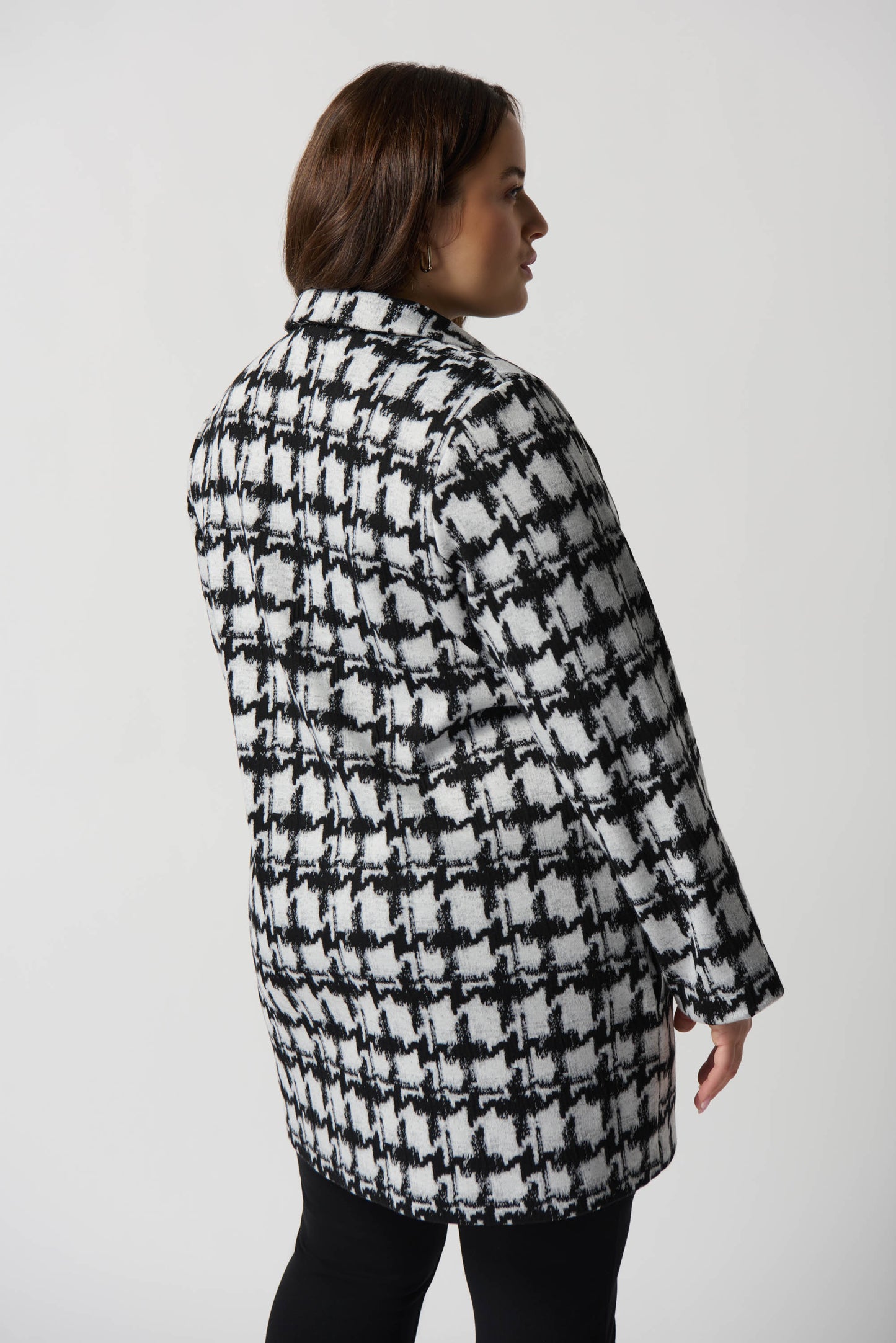 Abrigo de punto de jacquard con estampado de pata de gallo 234121