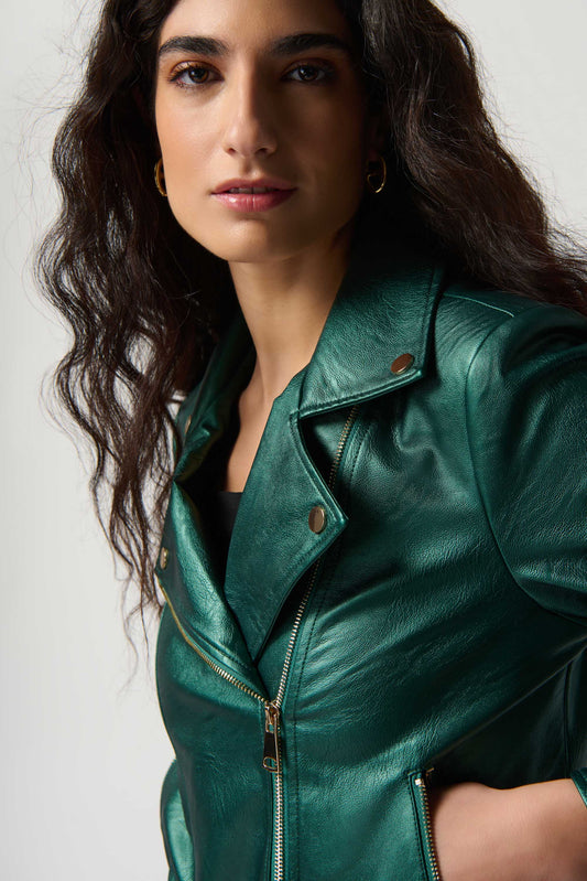 Chaqueta motera verde metalico 234902