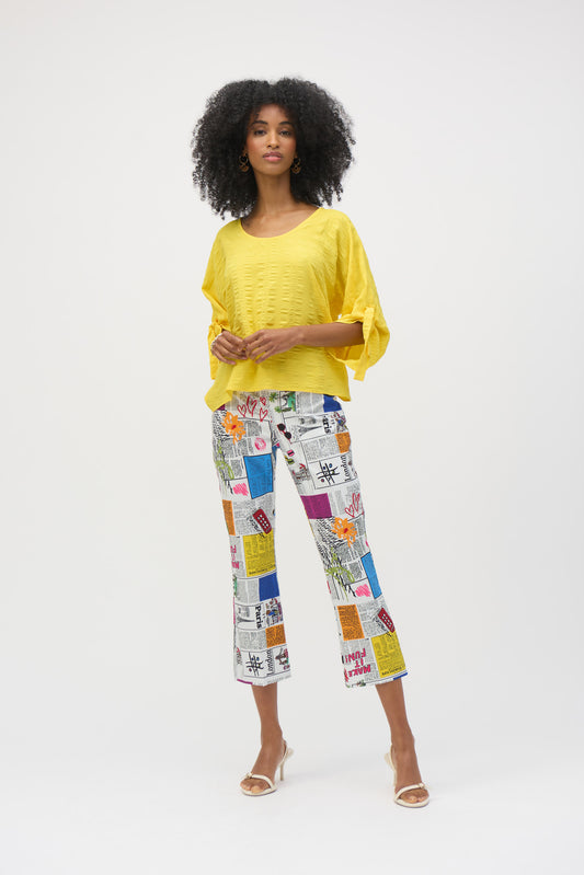 Blusa cuello redondo texturizada amarillo 252129