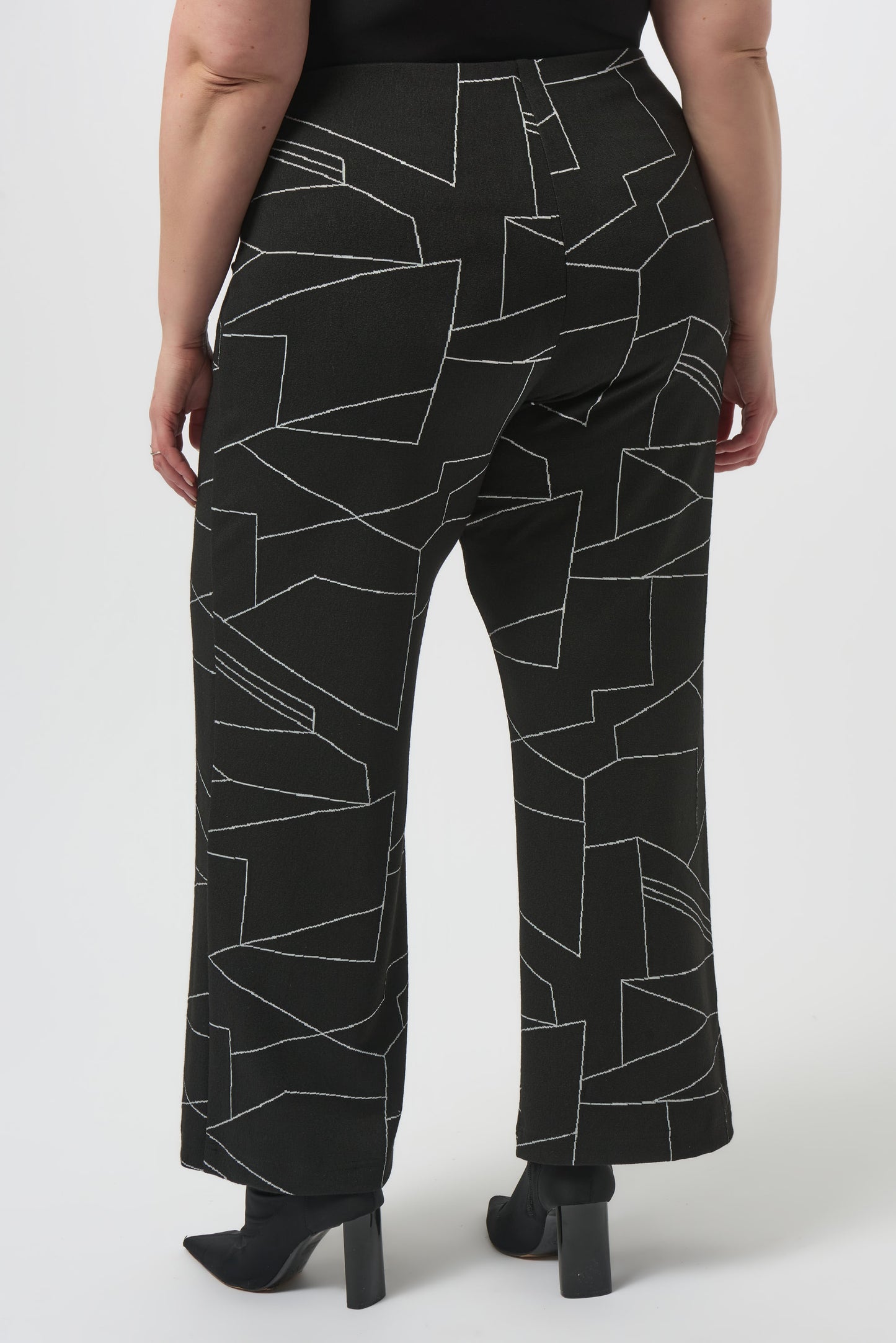 Pantalón de pierna ancha con estampado abstracto negro 253080