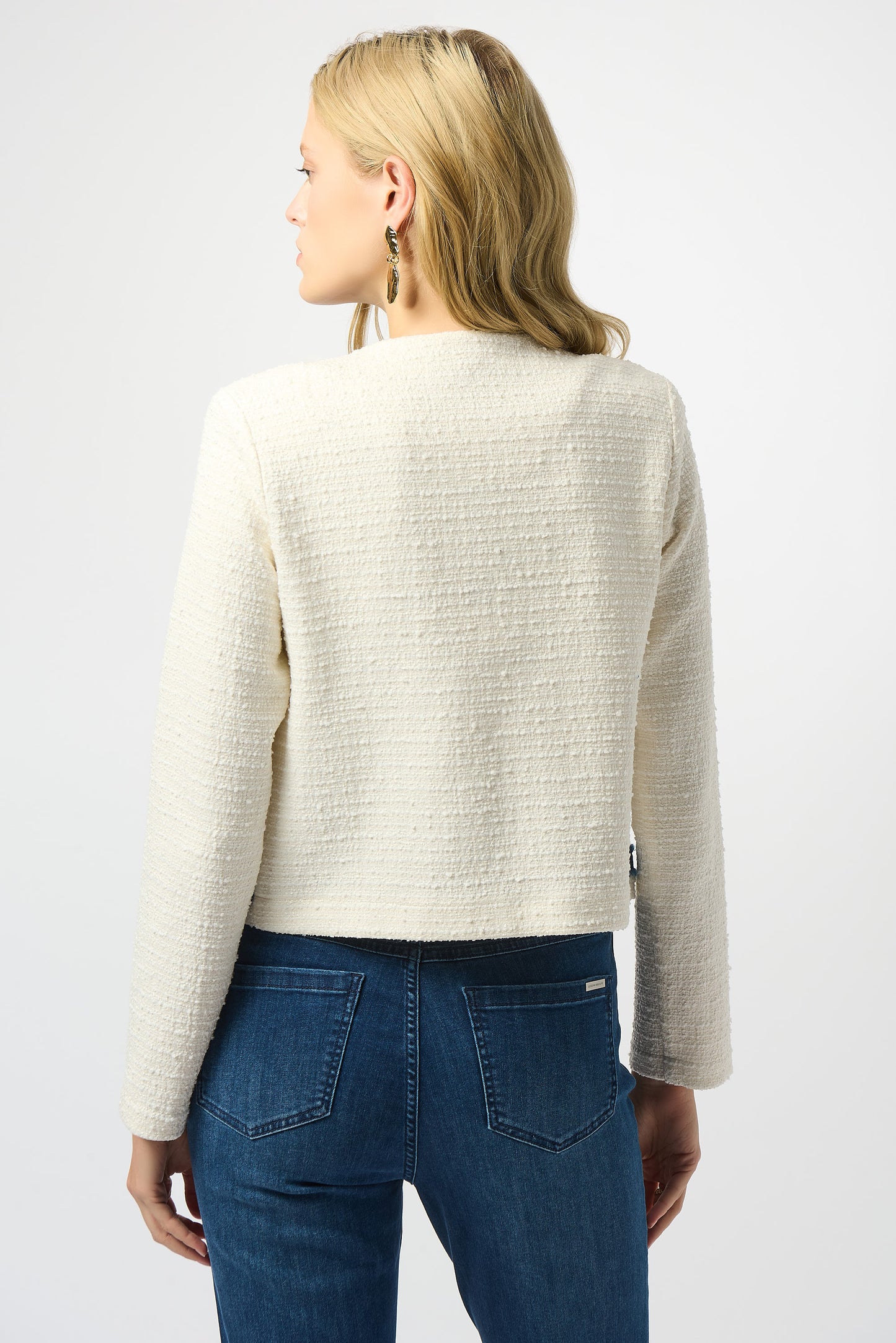 Chaqueta de boucle con ribete blanco y azul 253108