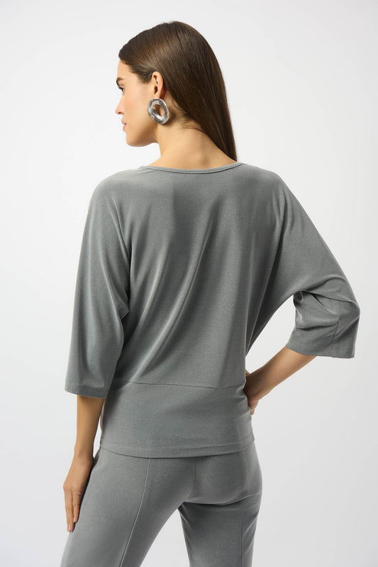 Blusa con detalle de nudo gris melange 253304