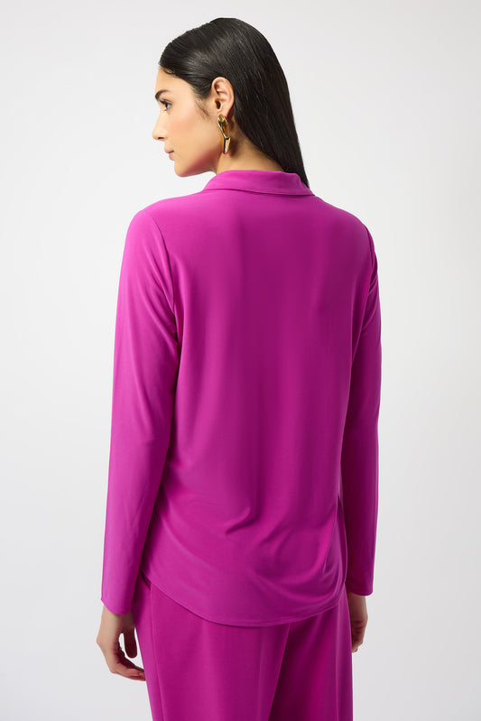 Blusa con cuello camisero rosa cosmos 253941