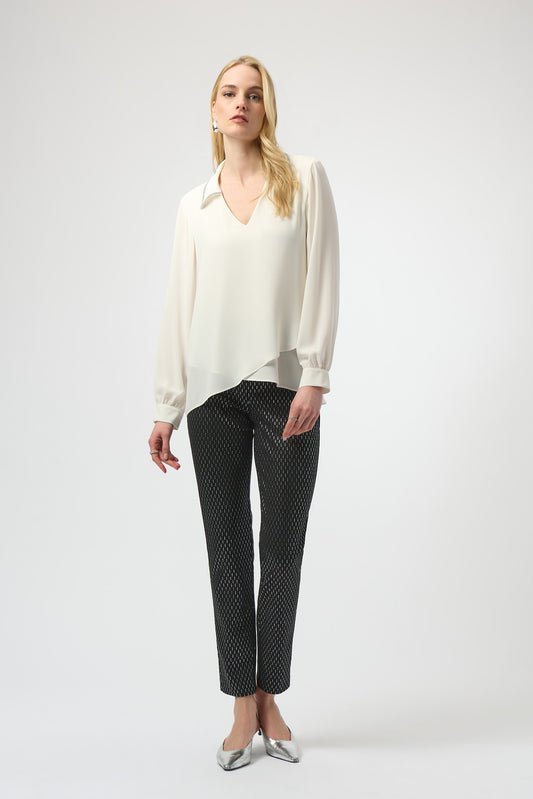 Blusa acampanada de gasa con diseño a capas blanco invierno 254141