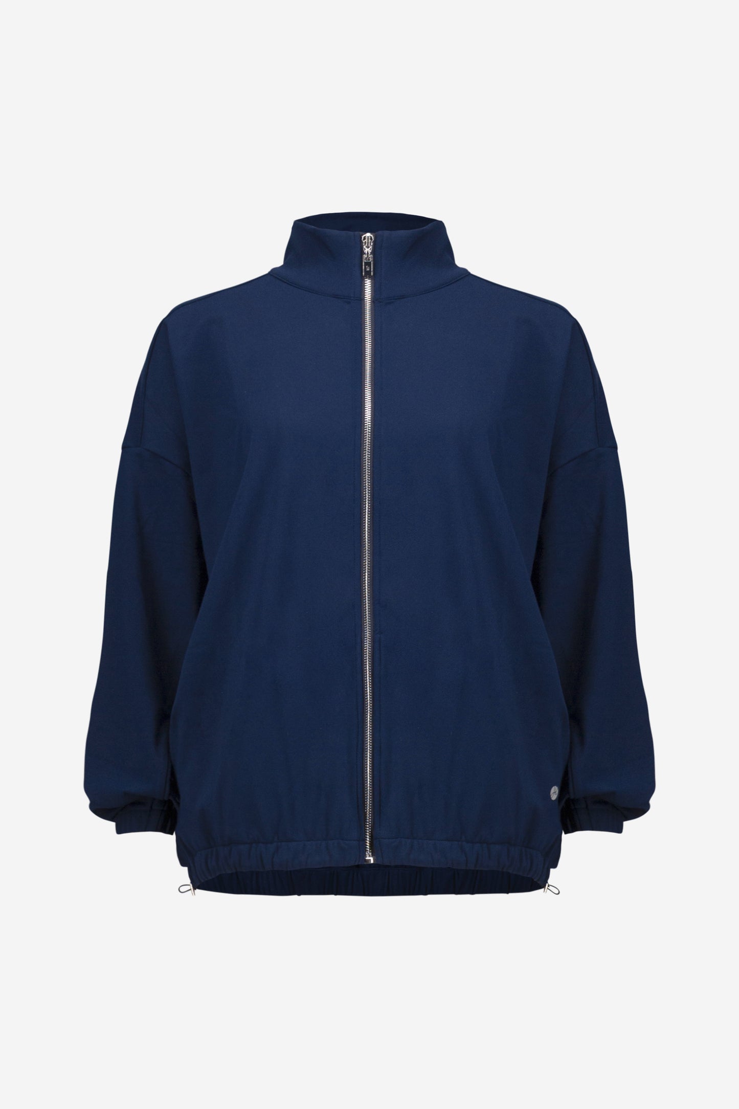 Chaqueta de exterior de nailon elástico boxy con cuello falso azul indigo 261647