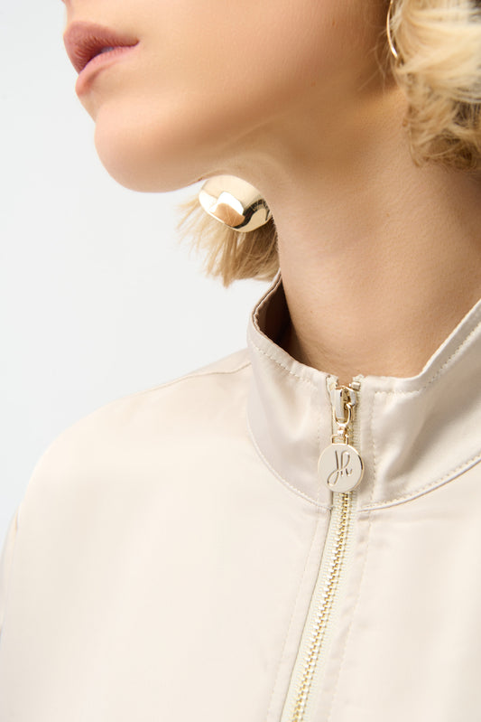Chaqueta boxy con cordón ajustable beige piedra de luna 261913