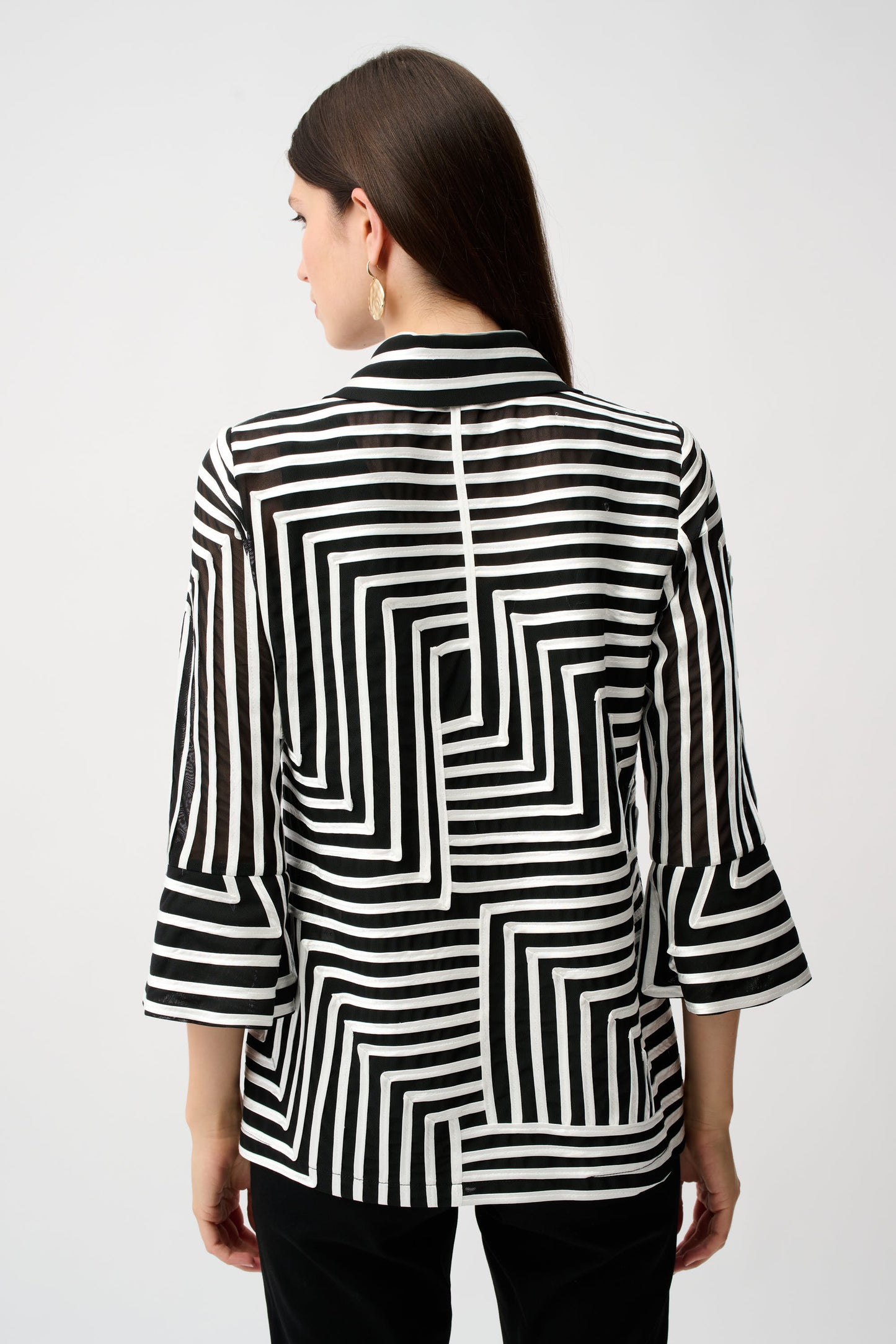 Chaqueta de malla con estampado abstracto Negro y Vainilla 261980