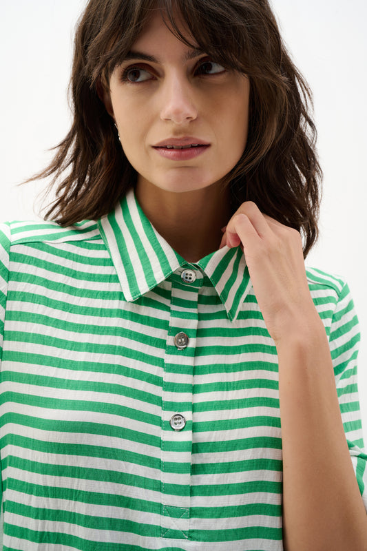 Vestido corte trapecio con estampado de rayas verde 262175