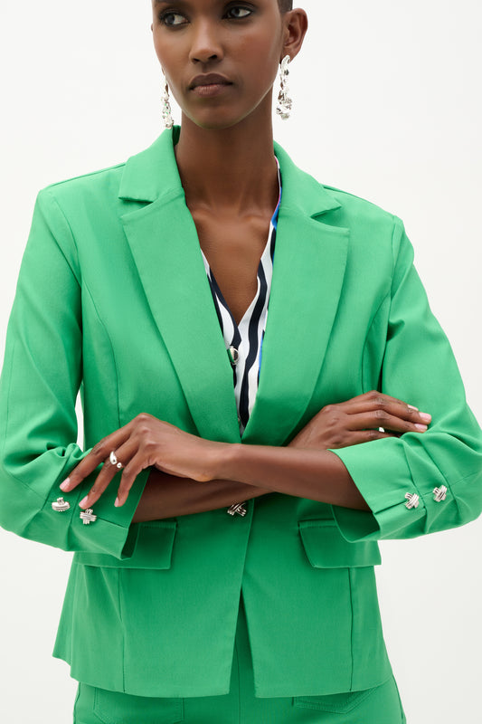 Blazer ajustado con botón metálico verde esmeralda 262235