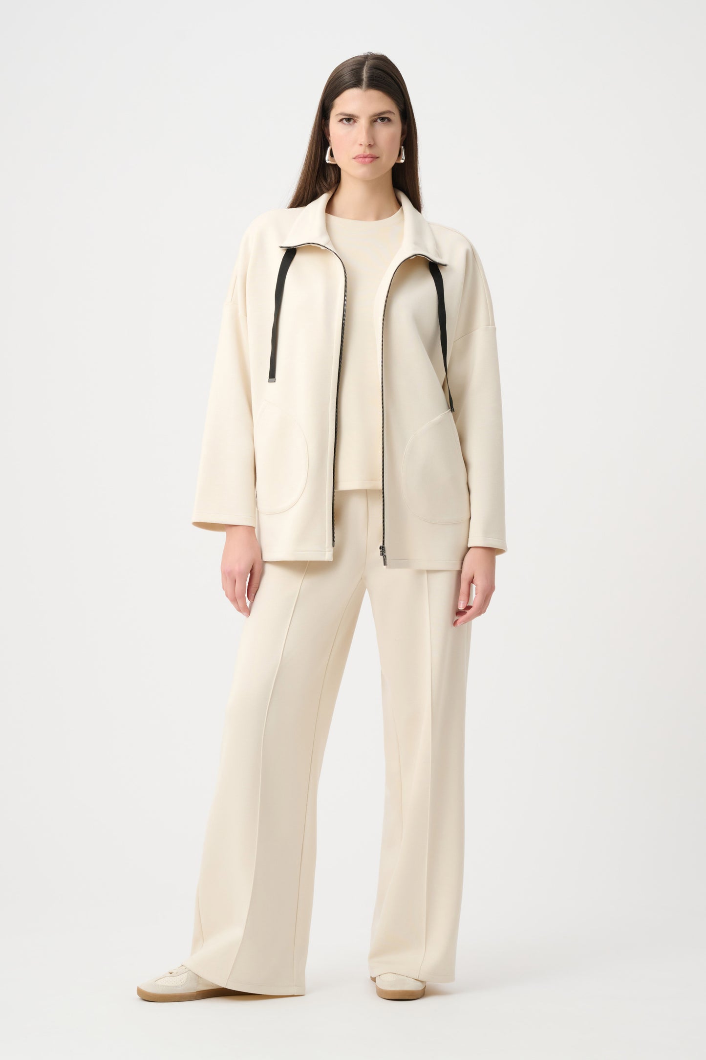 Chaqueta boxy con cuello chimenea beige abedul 263603