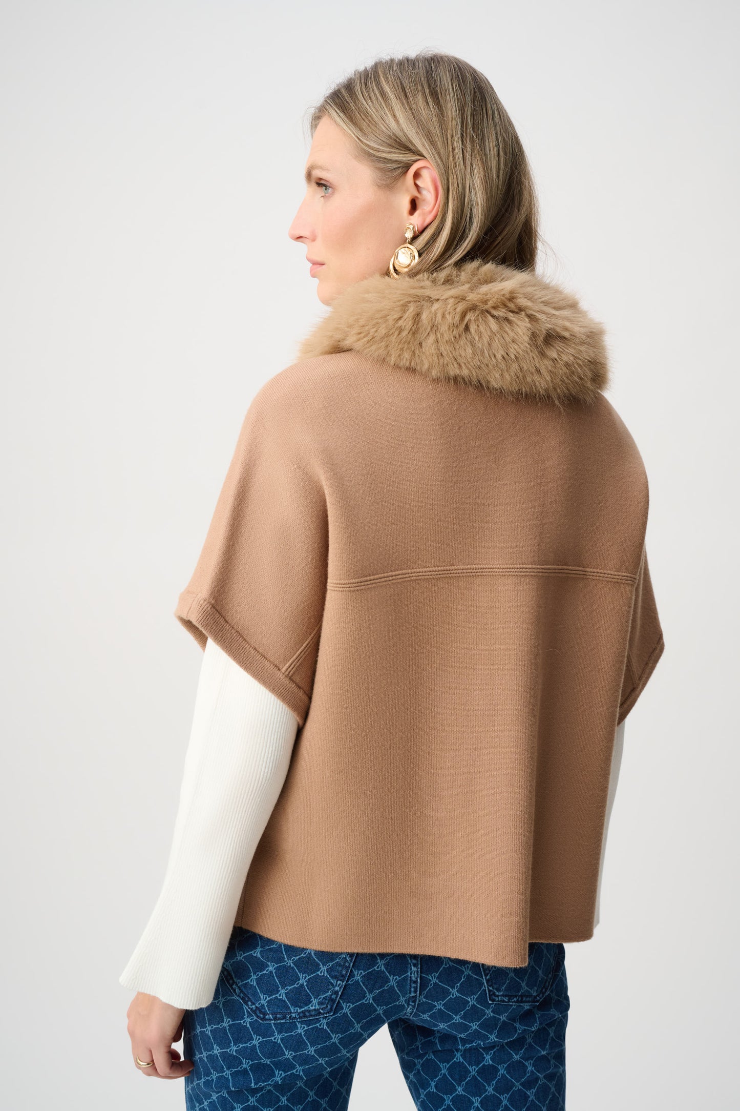 Chaqueta de punto tipo jersey con cuello desmontable camello 263949