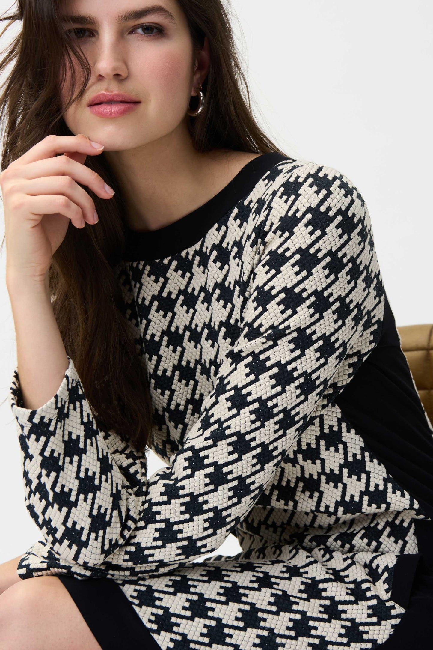 Vestido estampado beige y negro 224039