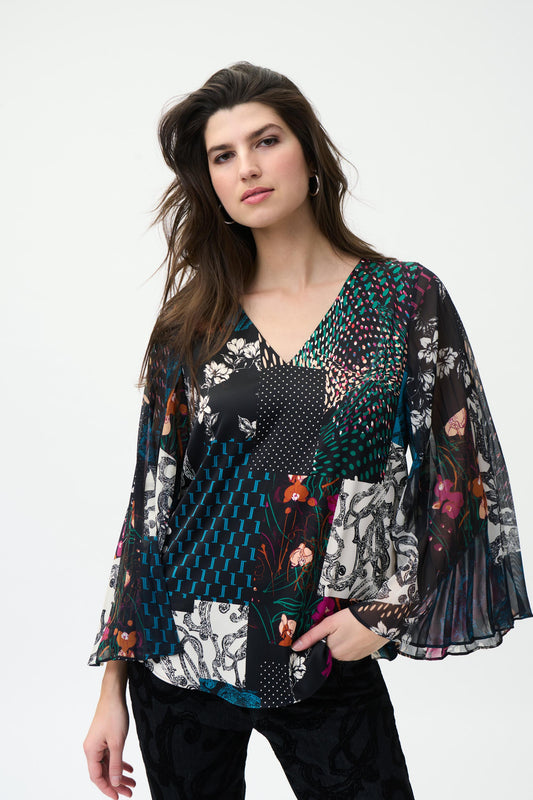 Blusa cuello "V" estampada 224053