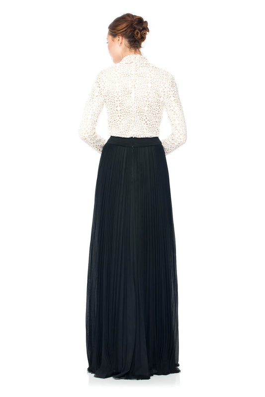 Vestido blanco y marfil manga larga 2281 Tadashi Shoji