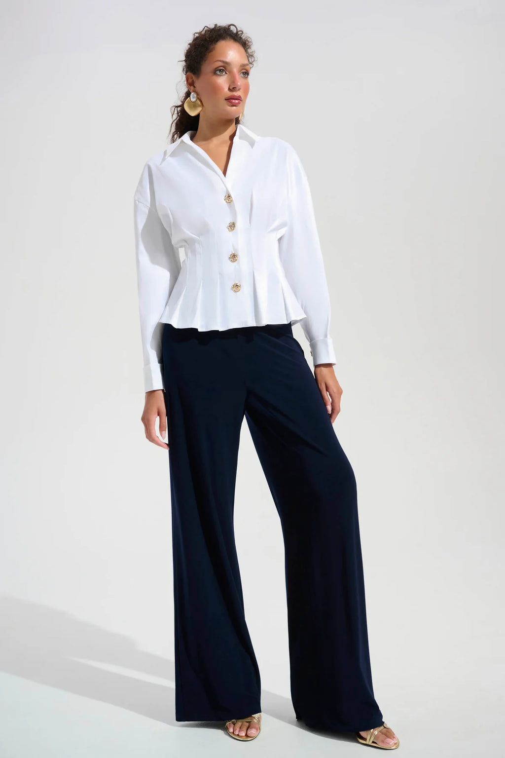 Pantalón de pierna ancha azul medianoche 221340F25