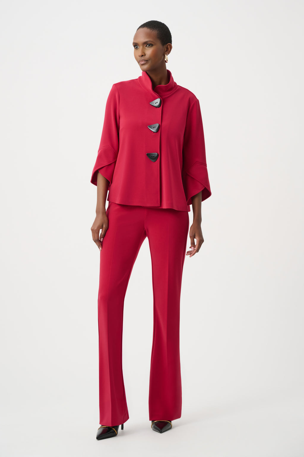 Pantalones acampanados clásicos rojo cereza 163099F2