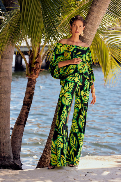 Blusa hombros descubiertos estampado tropical 241277