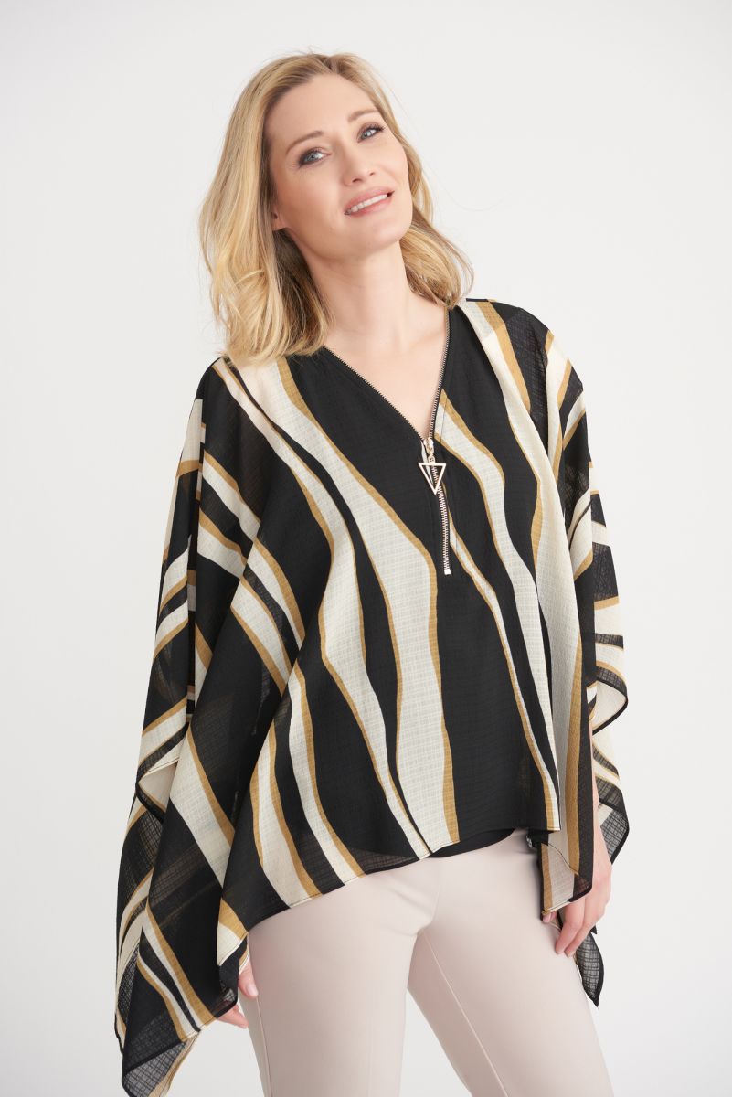 Joseph Ribkoff Black/Beige/Cream Top Style 203651