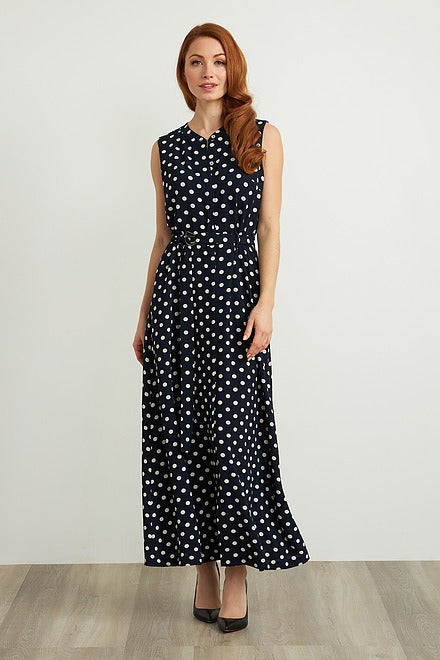 Belted Polka Dot Dress Style 211027