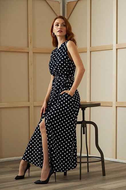 Belted Polka Dot Dress Style 211027