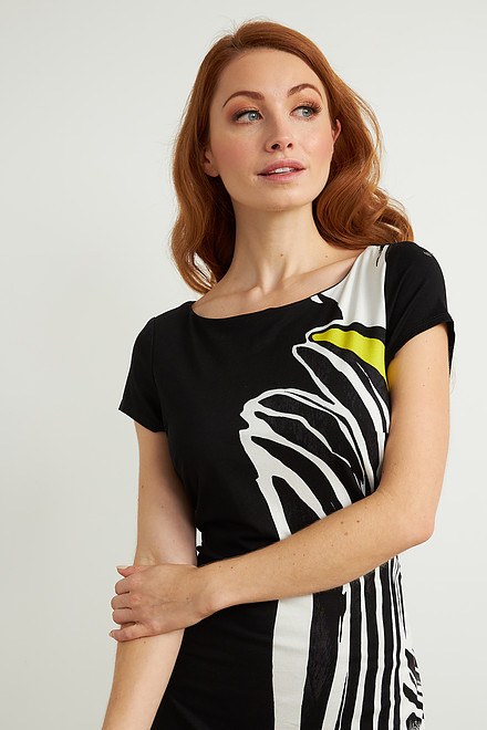 Joseph Ribkoff Black/Multi Animal Print Short Sleeve Dress Style 211344