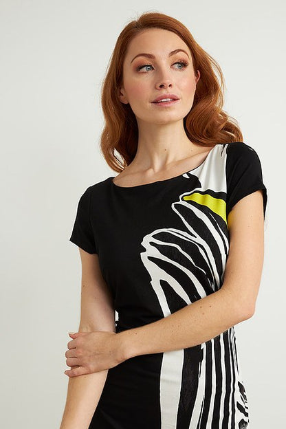 Joseph Ribkoff Black/Multi Animal Print Short Sleeve Dress Style 211344