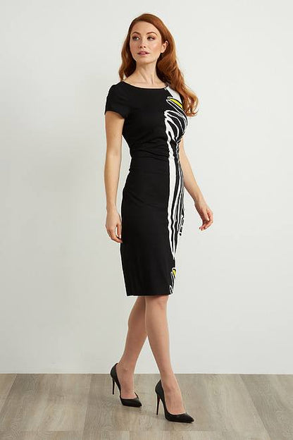 Joseph Ribkoff Black/Multi Animal Print Short Sleeve Dress Style 211344