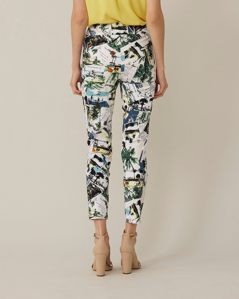 Pantalón estampado con diseño de postal tropical 221005