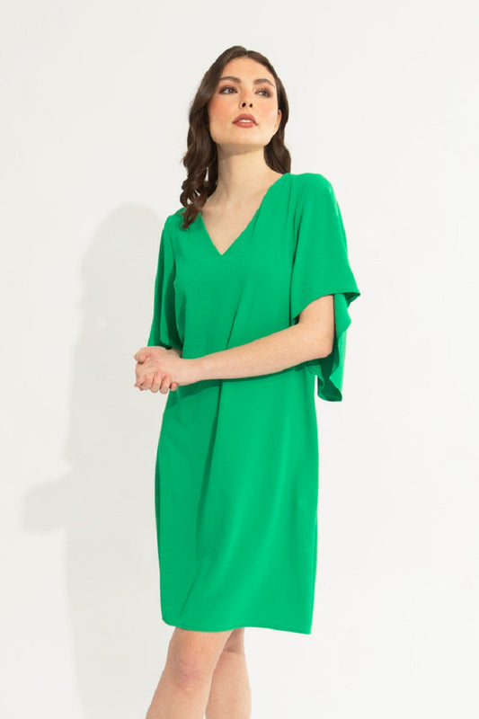 Vestido recto de manga drapeada 231203