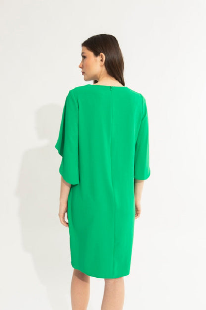 Vestido recto de manga drapeada 231203