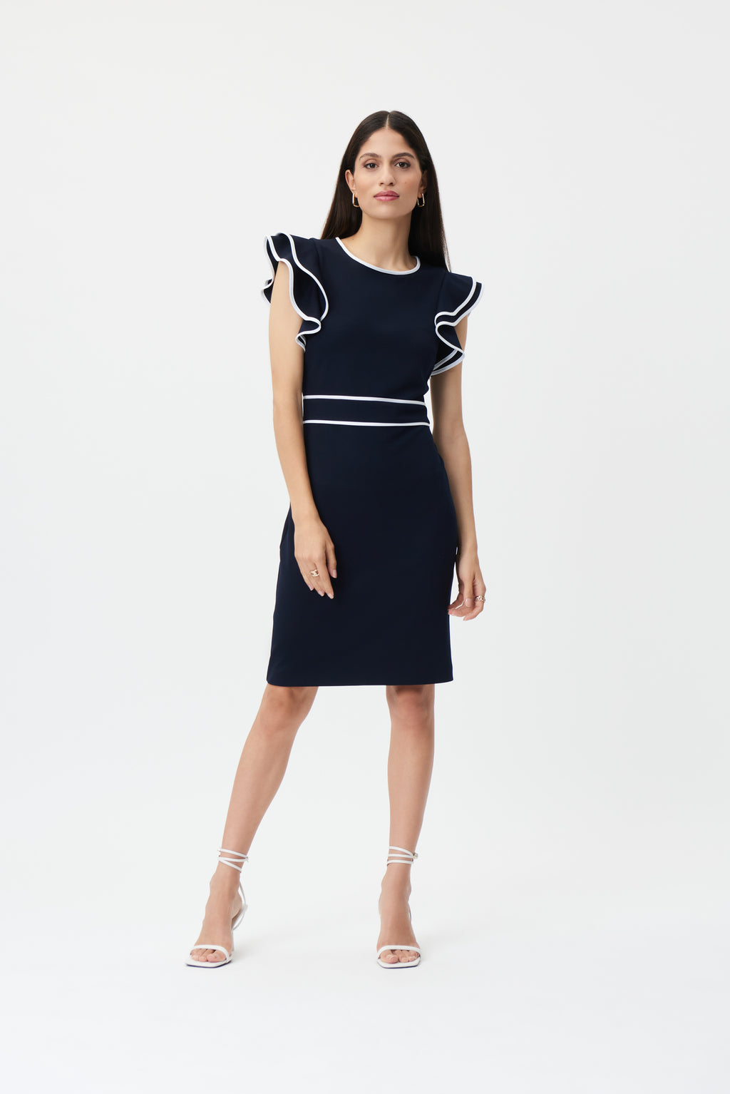 Vestido azul marino manga volante 232067
