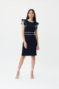 Vestido azul marino manga volante 232067