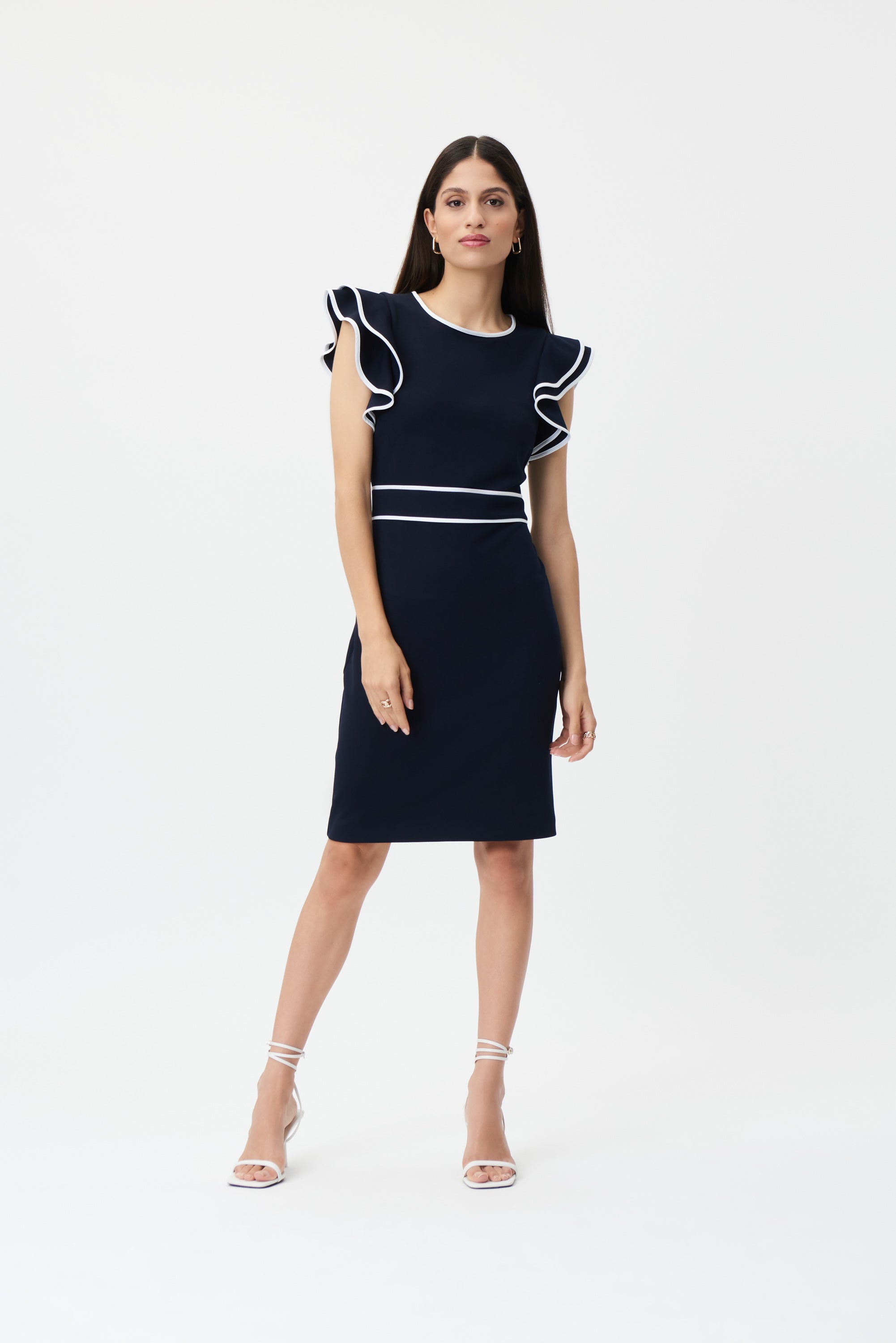 Vestido azul marino manga volante 232067