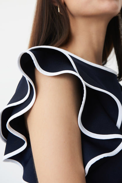 Vestido azul marino manga volante 232067