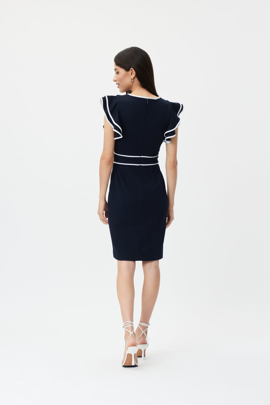 Vestido azul marino manga volante 232067