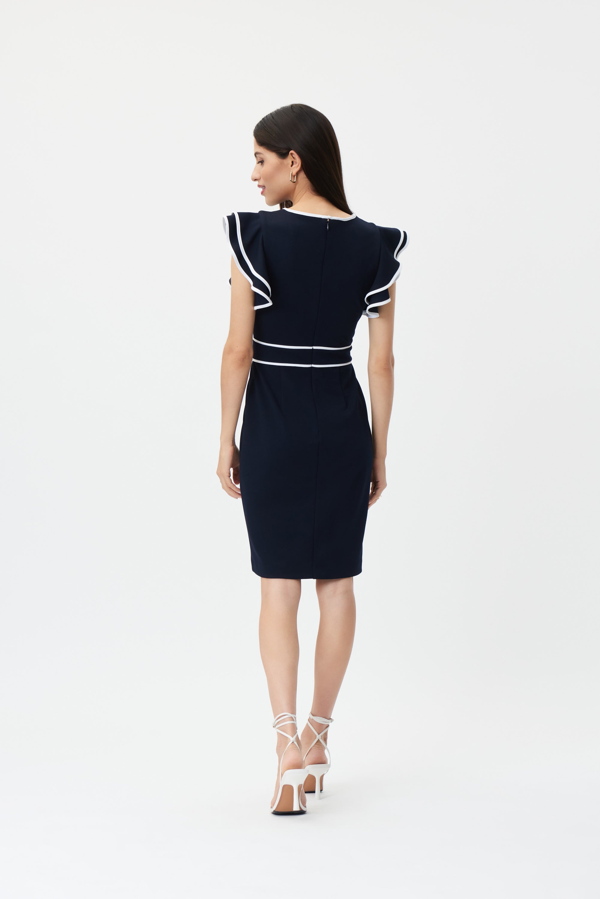 Vestido azul marino manga volante 232067
