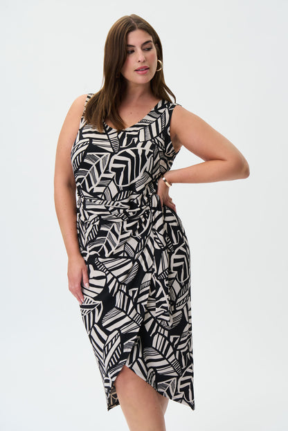 Vestido cruzado negro con beige 232197