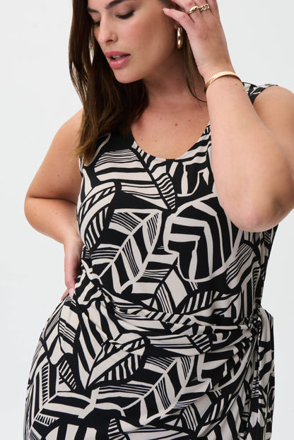 Vestido cruzado negro con beige 232197