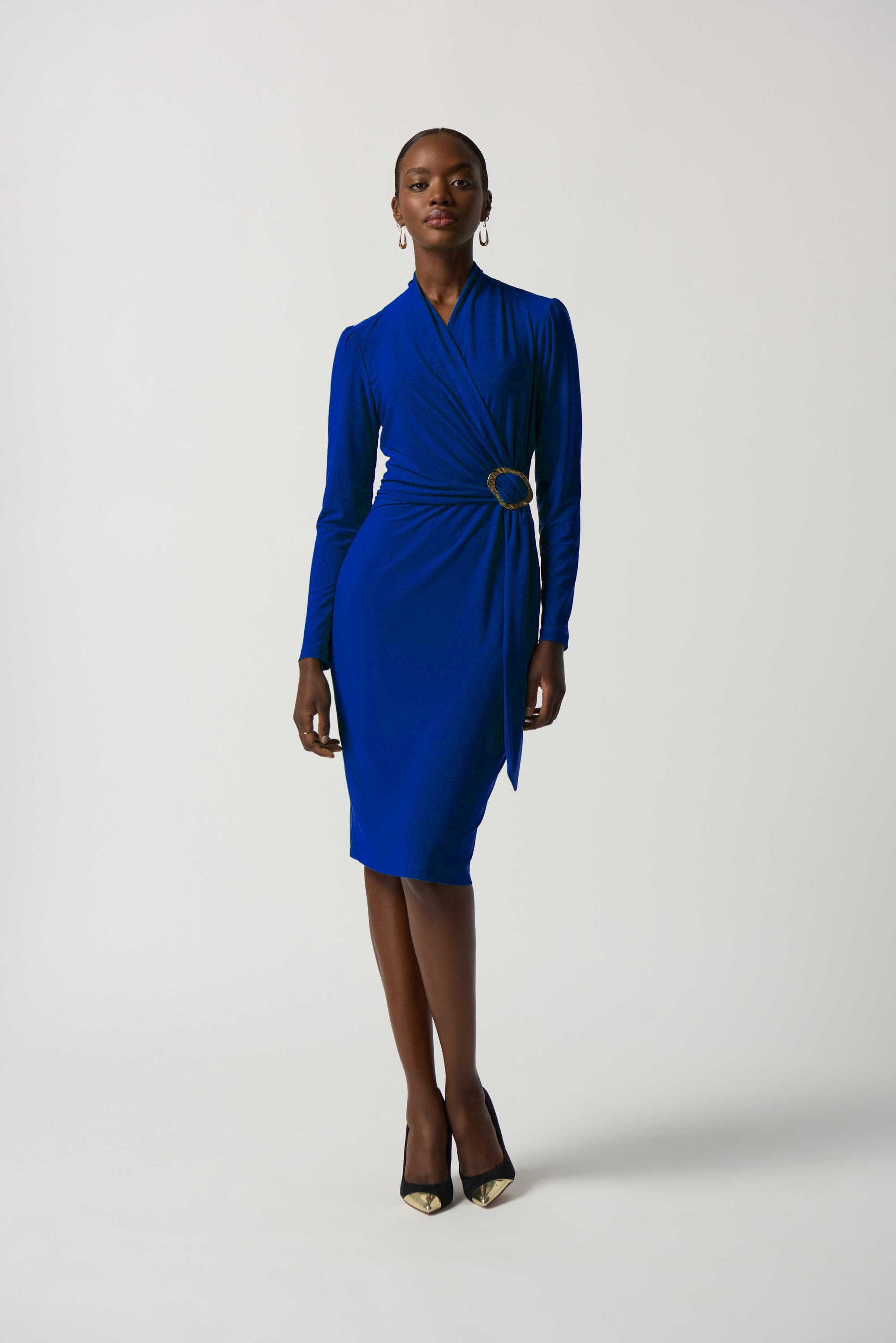 Vestido cruzado manga larga azul rey 233119