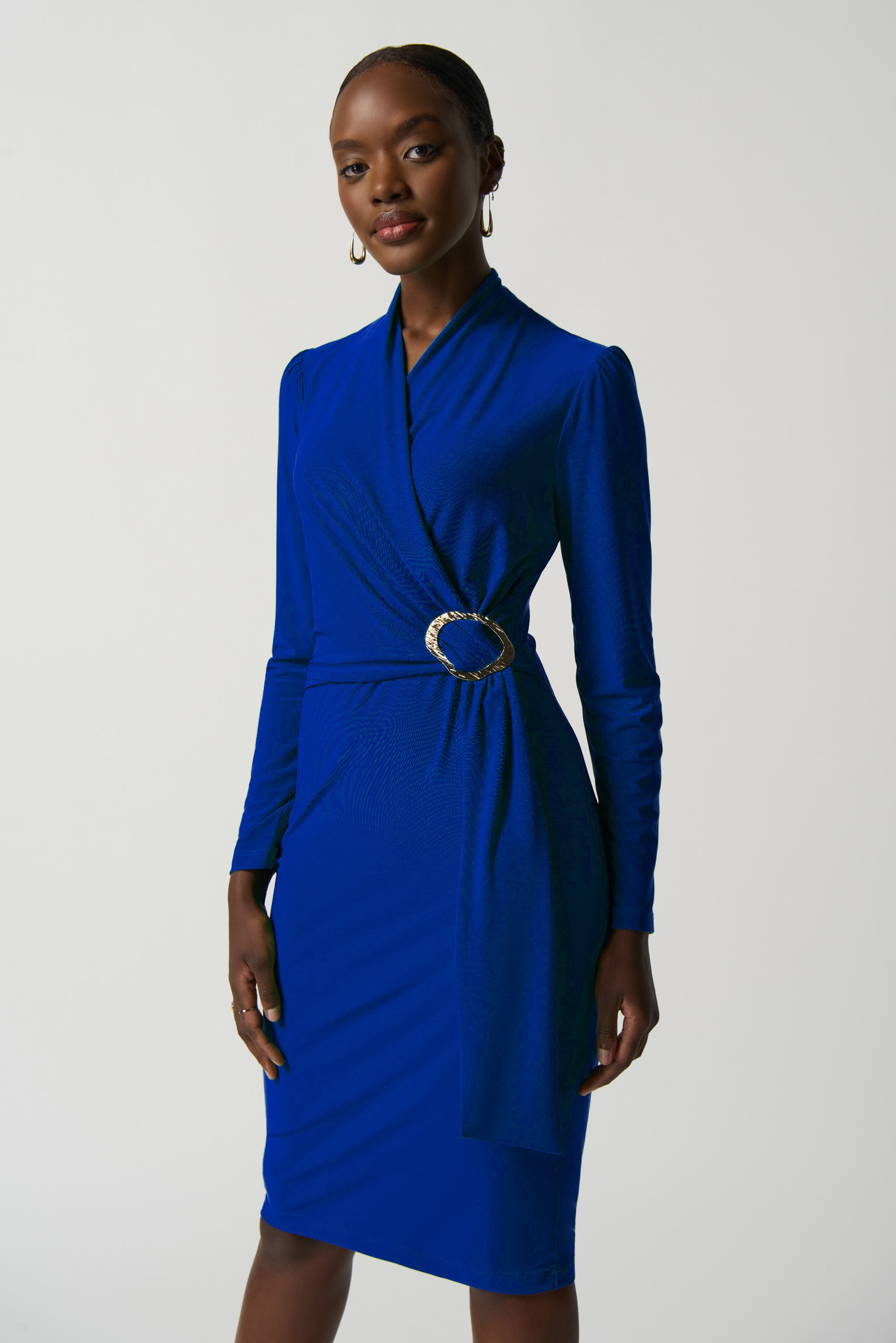 Vestido cruzado manga larga azul rey 233119