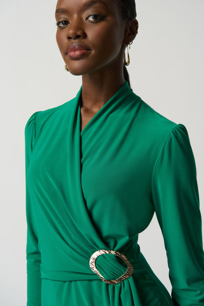 Vestido cruzado manga larga verde 233119