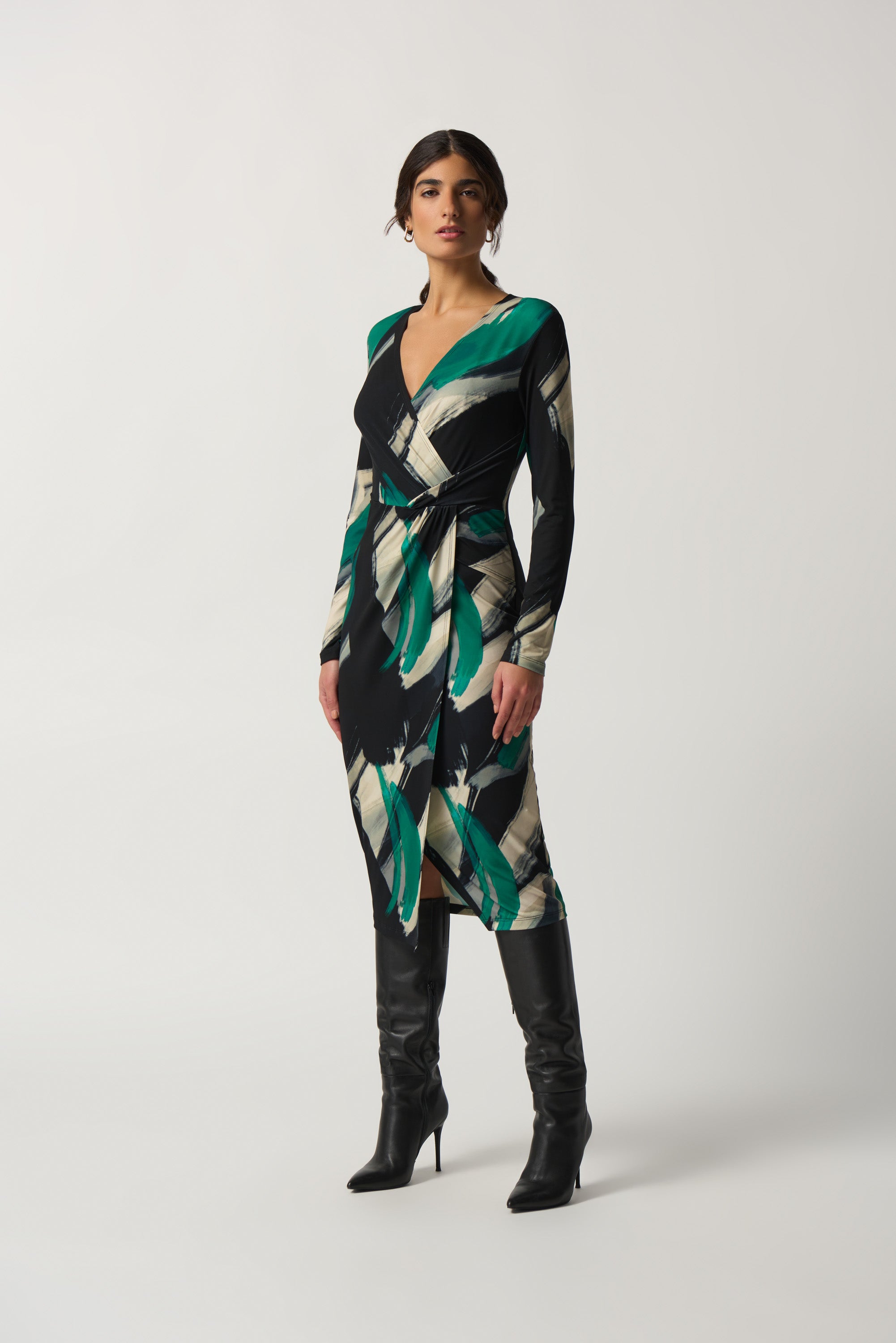 Vestido cruzado estampado verde 233127