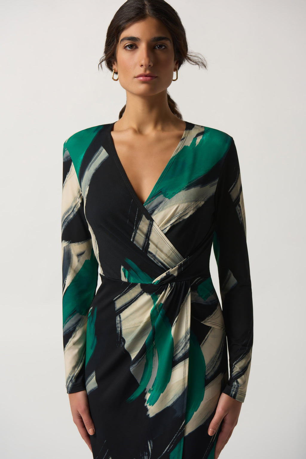 Vestido cruzado estampado verde 233127