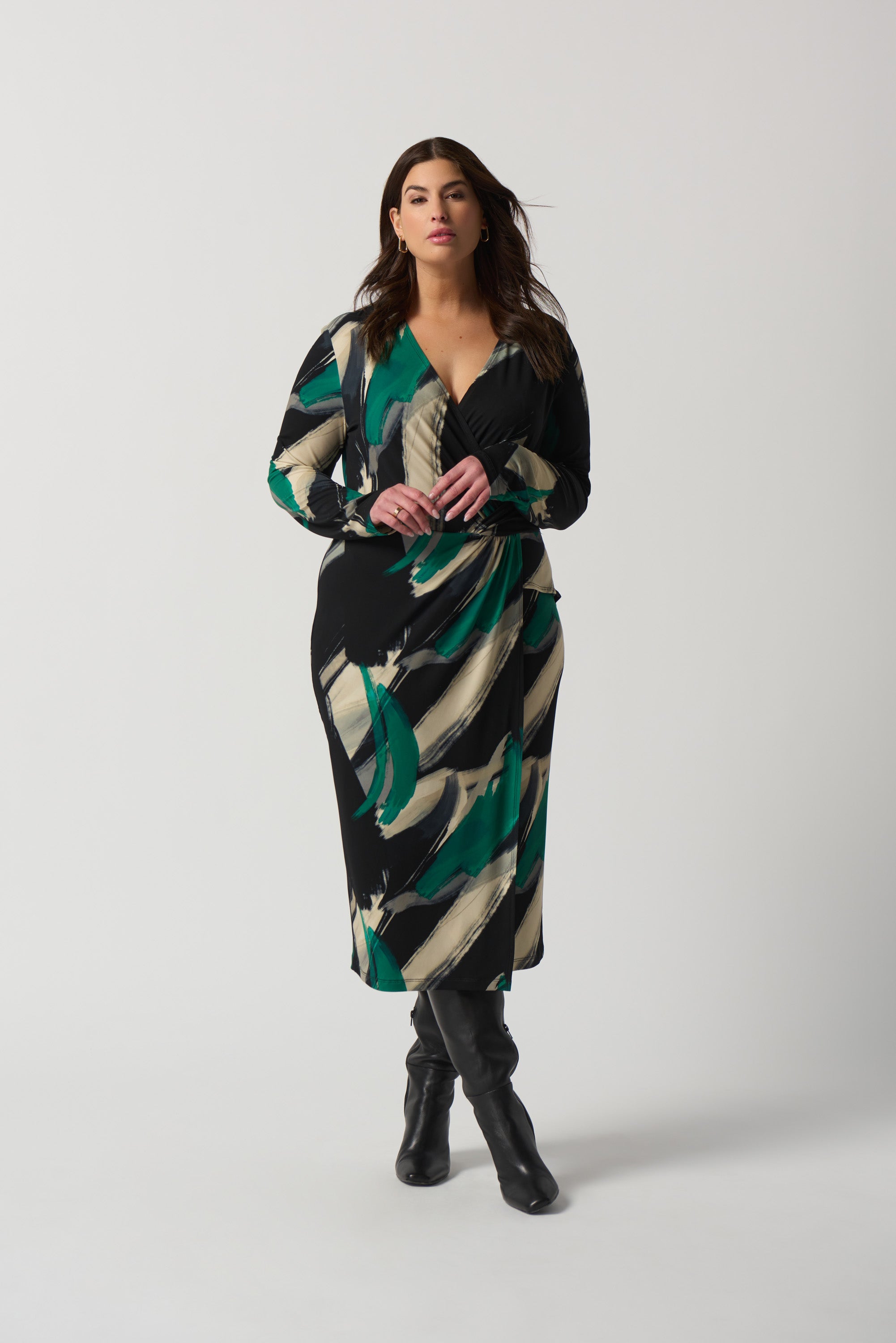 Vestido cruzado estampado verde 233127