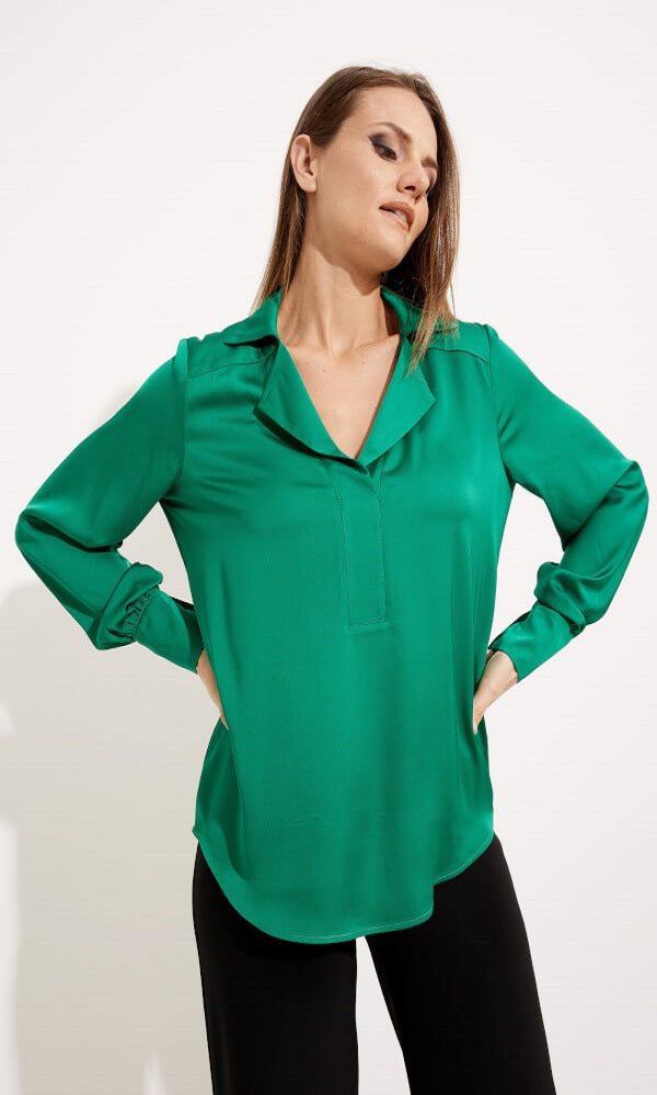 Blusa satinada de manga larga  233135