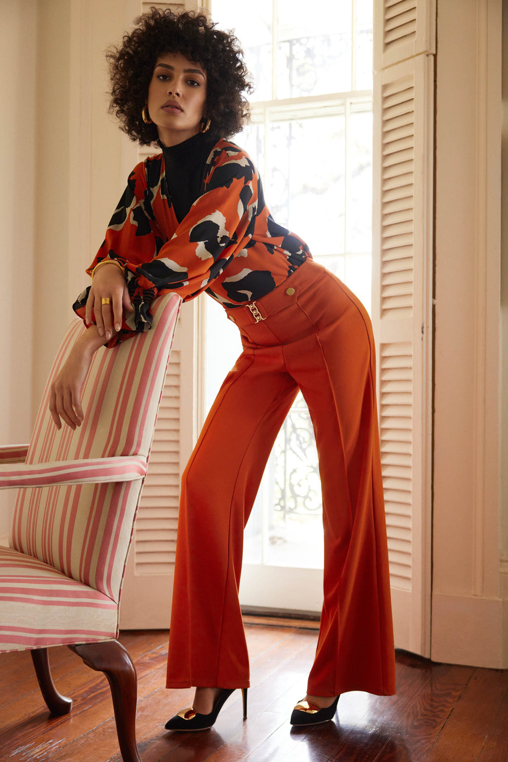 Pantalón de pierna ancha naranja tandoori 233181