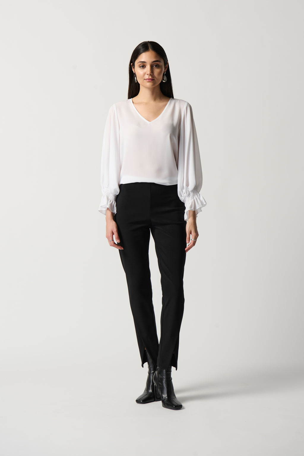 Blusa con mangas abullonadas blanco 233200